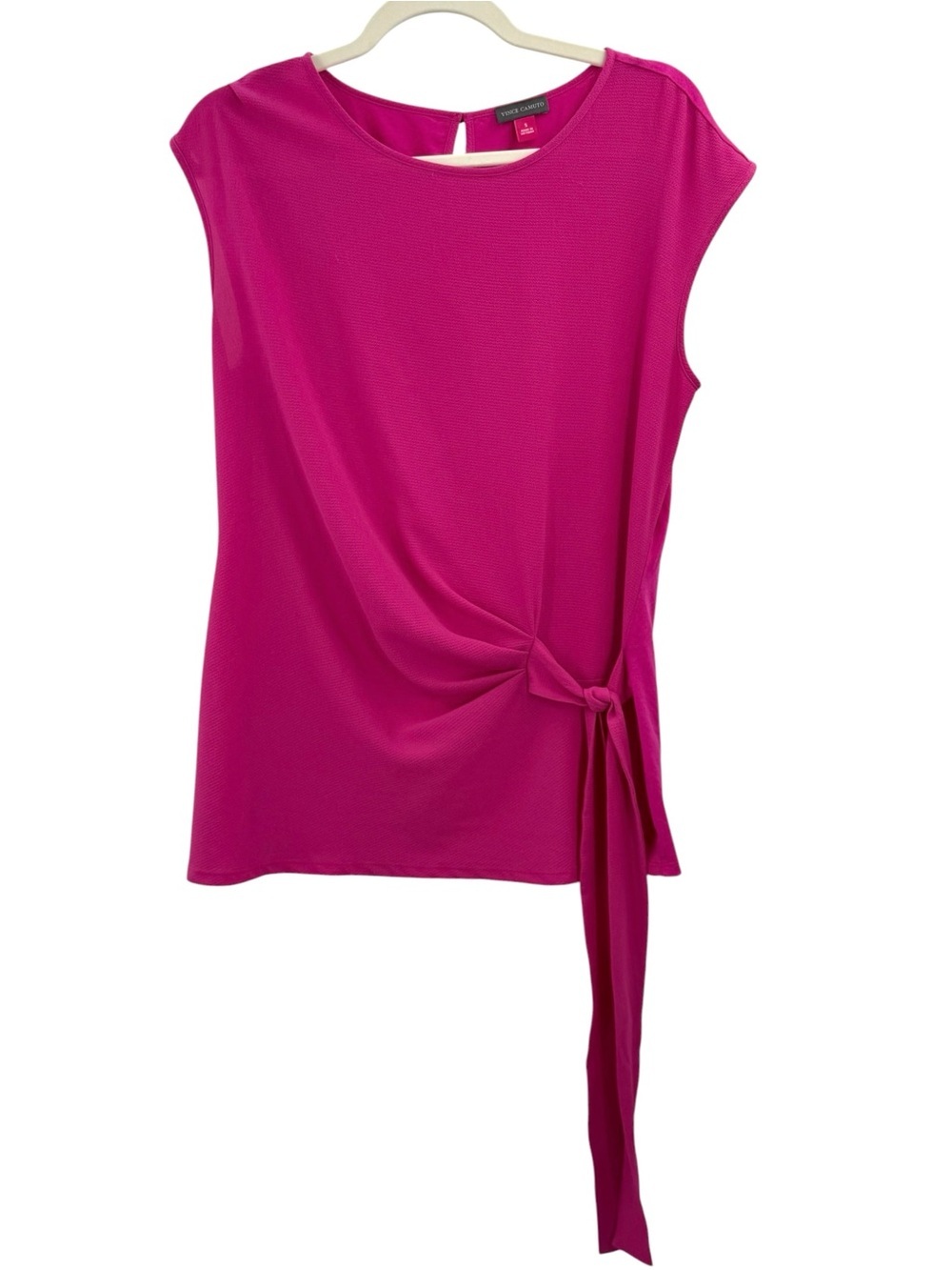 Vince Camuto Pink Bow Side Tie Top Sleeveless Blouse w/ Keyhole Back, S